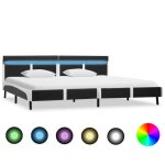 Cadre de lit - vidaxl - 180 x 200 cm - similicuir gris - led - 2 places
