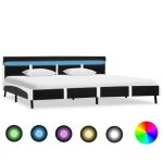 Cadre de lit - vidaxl - 180 x 200 cm - similicuir noir - led - 2 places