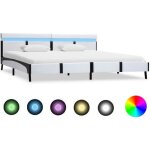 Cadre de lit - vidaxl - similicuir - 180 x 200 cm - blanc - led intgr - 1 place