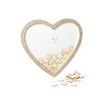 Livre dor cadre paillet avec c?urs en bois 37 x 40 cm - blanc