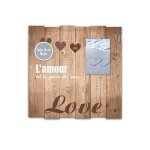 Cadre photo - lamour est la po�sie des sens - 35 x 35 cm - bois - romantique - 3 pinces