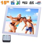 Cadre num�rique photo musique vid�o hd led usb contr�le distance 15 pouces blanc + sd 4go - yonis
