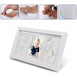Cadre photo bb avec empreinte en pltre, dimension 33 x18cm, couleur blanc, cadre photo kit empreinte ...