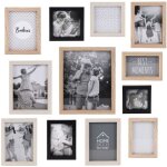 Cadres photos en bois bonheur (lot de 12) Cadres photos en bois bonheur (lot de 12)
