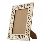 Cadre photo - bois naturel - dcoupes feuillage - personnalisable - 236 x 186 cm