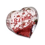 Cadre photo c�ur 3d amour confettis rouge 10x9x3cm