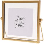 Cadre photo - m�tal dor� - 15 x 15 cm - verre flottant - style vintage