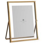 Cadre photo � poser en m�tal dor� et verre 13x18cm
