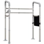 Cadre de scurit de toilettes - cadre de toilettes rglable - barres dappui rembourres pour toilettes ...