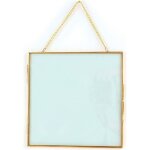 Cadre en verre vintage - carr� avec cha�ne m�tallique - 20 x 20 cm