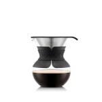 Cafeti�re filtre - bodum - pour over - 05 l - 4 tasses - filtre permanent maille inox - verre / noir
