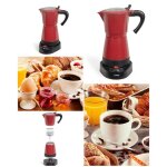Cafeti�re italienne �lectrique - livoo - 300 ml - jusqu� 6 tasses - 480 w - rouge et noir