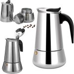 Cafeti�re italienne moka pot 9 tasses en acier inoxydable compatible induction compatible avec tous les ...