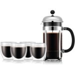 Cafetière à piston - bodum - chambord set - 8 tasses 1. 0 l + 4 verres pavina double paroi 25 cl Cafetière à piston - bodum - chambord set - 8 tasses 1. 0 l + 4 verres pavina double paroi 25 cl