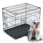 Cage caisse de transport pliante avec 2 porte pour chien en mtal noir 60 x 43 x 50 cm