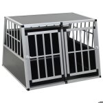 Cage pour chien � double porte 94 x 88 x 69 cm aluminium et mdf