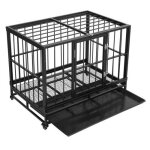 Cage pour chien en mtal avec roulettes - portes pliable et transportable avec plateau - 925 x 62 x 765 ...