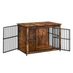 Cage pour chien - niche moderne - chiens jusqu 32 kg - double porte - marron rustique