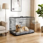 Cage pour chien pliable double porte s�parateur inclus bac amovible facile � nettoyer pour chiot transport ...