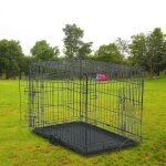Cage pour chien de transport pliante en mtal 75 x 47 x 52. 5 cm noir