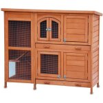 Cage clapier lapin extrieur en bois de pin haute qualit pour lapins 122x425x104 cm - miette 081 marron ...