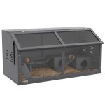 Cage � hamster en bois - 100x52x50 cm - gris fonc� - plateforme avec pont suspendu - �chelles et cabane ...