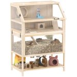Cage pour hamster - habitat pour rongeur - pawhut - 3 �tages avec panneau acrylique et roue - bois - ...
