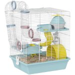 Cage hamster - pawhut - 3 niveaux - avec roue dexercice tunnel de jeu gamelle cabane �chelle - 345 x ...