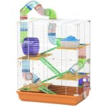 Cage pour hamster rongeur 4 �tages avec tunnels mangeoire roue maison �chelles dim. 46l x 30l x 58h cm ...