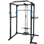 Cage de musculation acier rack de musculation station de fitness noir / bleu 08 0000428