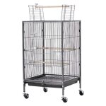 Cage pour oiseaux - duoku - mod�le 35 - 46x46x77 cm - toit plat ouvrant - roulettes 360� avec freins