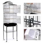 Cage � oiseaux - dingxiang - h 158 cm - noir - 4 roulettes - pour perruches et petits oiseaux