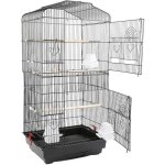 Cage  oiseaux grande volire multi - accessoires mangeoires perchoirs 46 x 36 x 93 cm noir