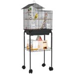 Cage � oiseaux - pawhut - 2 mangeoires 2 perchoirs - 46 x 36 x 120 cm - pour perruche calopsitte conure ...