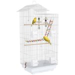 Cage � oiseaux - pawhut - 4 mangeoires 3 perchoirs - 46 x 36 x 100 cm - pour perruche calopsitte conure ...