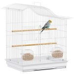 Cage � oiseau - pawhut - 4 portes 2 perchoirs plateau coulissant - pour ins�parables perruches pinsons ...