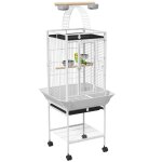 Cage oiseaux - pawhut - roulette - support plateau coulissant perchoir en bois - acier - 625x625x156cm ...
