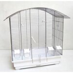 Cage pour oiseaux - non spcifi - perruche ondule - 2 portes - 3 perchoirs - chrome - blanc