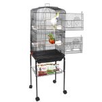 Cage  oiseaux - portable - grande volire - perruche - support dtachable - roulettes - noir