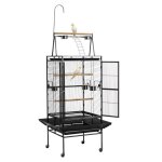 Cage oiseau - vevor - 83x79x210 cm - voli�re oiseaux toit plat ouvert cage - perroquet sur pied roues ...