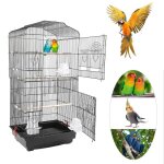 Cage pour oiseaux volire de perroquet canaries perruche canaris avec 4 mangeoires 3 perchoirs noir
