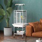 Cage oiseaux voliere oiseaux � roulettes avec support plateau coulissant perchoir en bois 625x625x156cm ...