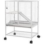 Cage pour petits animaux sur roulettes 2 niveaux avec 2 portes 1 rampe 1 �tag�re de rangement 615 x 445 ...