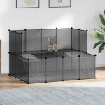 Cage pour petits animaux - vidaxl - 143x107x93 cm - noir - pp et acier - plateforme et 2 �chelles - facile ...