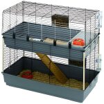 Cage pour lapins et cochons dinde - rabbit - 100 double - gris - bois et plastique