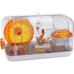 Cage pour rongeurs - habitrail - cristal 41x13x27cm - roue dexercice silencieuse - accessoirisable
