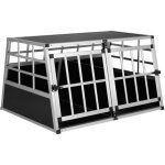 Cage de transport pour animaux domestiques 89x70x51 cm aluminium mdf 2 portes noir argent caisse chien ... Cage de transport pour animaux domestiques 89x70x51 cm aluminium mdf 2 portes noir argent caisse chien ...