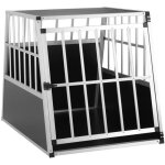 Cage de transport pour animaux domestiques 90x66x72 cm aluminium mdf 1 porte noir argent caisse chien ...
