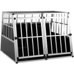 Cage de transport pour animaux domestiques 97x90x70 cm aluminium mdf 2 portes noir argent caisse chien ... Cage de transport pour animaux domestiques 97x90x70 cm aluminium mdf 2 portes noir argent caisse chien ...