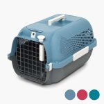 Cage de transport pour chat - catit - moyen - hauteur max chat 27 cm - bleu - gris